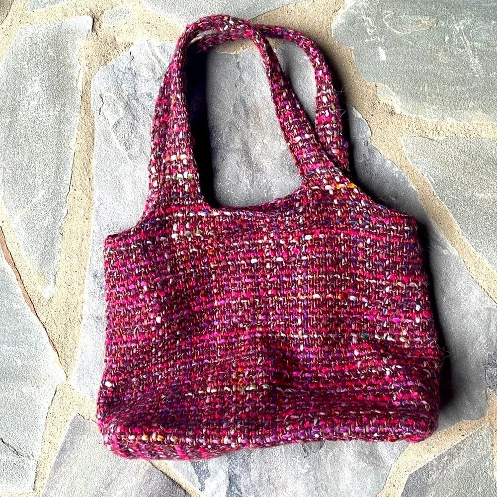 Anna Sui Multi Tweed Tote-Magenta Tweed